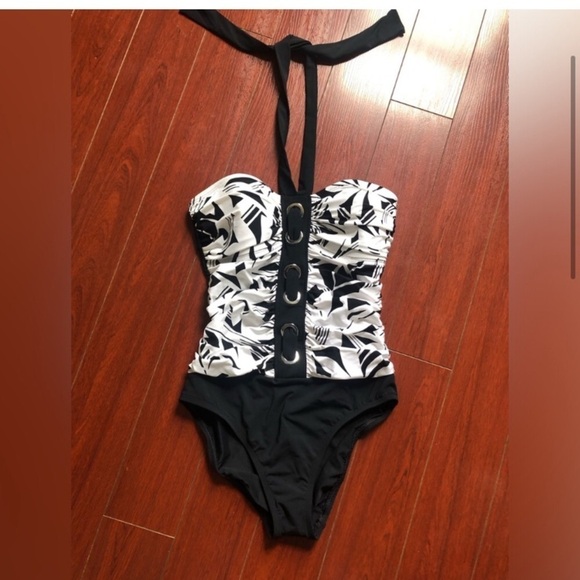 Swimsuit NWTS Bleu Rod Beattie one-piece black and white size 6 - Picture 2 of 11